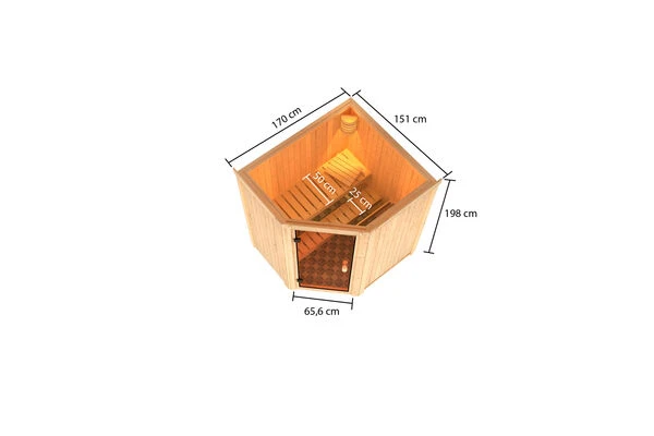 KARIBU Faurin Sauna , Naturbelassen, Fichte, 170x151x198 Cm,SETOfen 4,5 KW Integr. Strg. – Bild 5