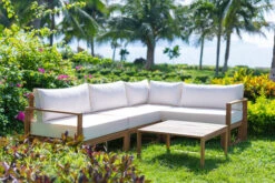 OUTFLEXX Ecklounge, Hellgrau, FSC-Akazienholz/Textil, Für 5 Personen, Inkl. Tisch Und Polster