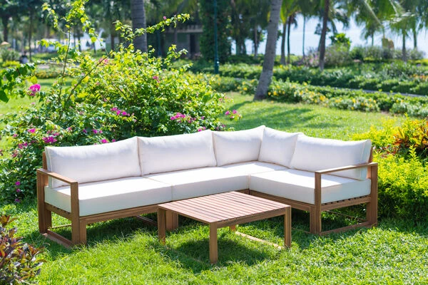 OUTFLEXX Ecklounge, Hellgrau, FSC-Akazienholz/Textil, Für 5 Personen, Inkl. Tisch Und Polster – Bild 2