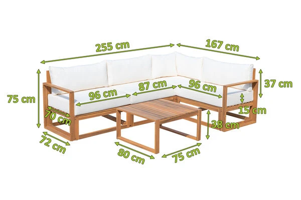 OUTFLEXX Ecklounge, Hellgrau, FSC-Akazienholz/Textil, Für 5 Personen, Inkl. Tisch Und Polster – Bild 5