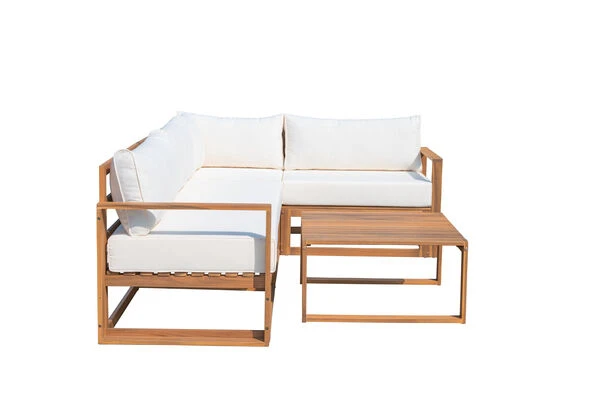 OUTFLEXX Ecklounge, Hellgrau, FSC-Akazienholz/Textil, Für 5 Personen, Inkl. Tisch Und Polster – Bild 6