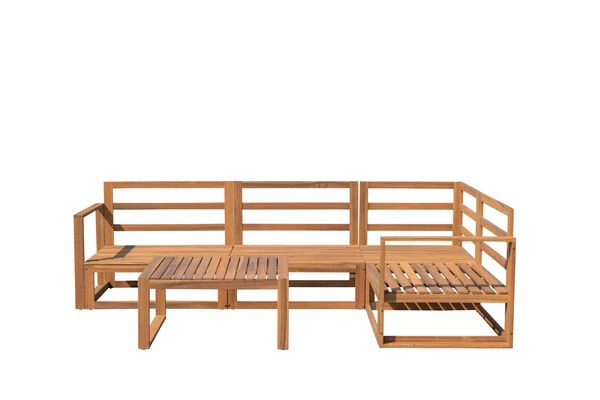 OUTFLEXX Ecklounge, Hellgrau, FSC-Akazienholz/Textil, Für 5 Personen, Inkl. Tisch Und Polster – Bild 8