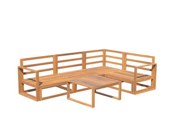 OUTFLEXX Ecklounge, Hellgrau, FSC-Akazienholz/Textil, Für 5 Personen, Inkl. Tisch Und Polster – Bild 9