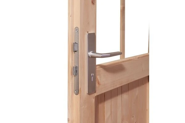 KARIBU Norge Saunahaus, Terragrau, Fichte, 231 X 196 X 190 Cm, Fronteinstieg, Mit Moderner Tür SETmit Ofen 9 KW Bio Ext. Strg. – Bild 4