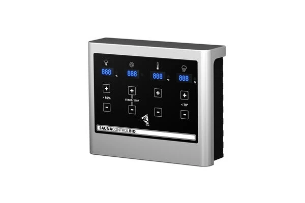 KARIBU Norge Saunahaus, Terragrau, Fichte, 231 X 196 X 190 Cm, Fronteinstieg, Mit Moderner Tür SETmit Ofen 9 KW Bio Ext. Strg. – Bild 7