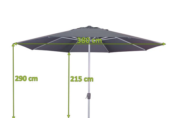 DOPPLER Active Mittelstockschirm, Anthrazit, Aluminium/Textil, Ø 380 Cm, Mit Kurbel – Bild 3