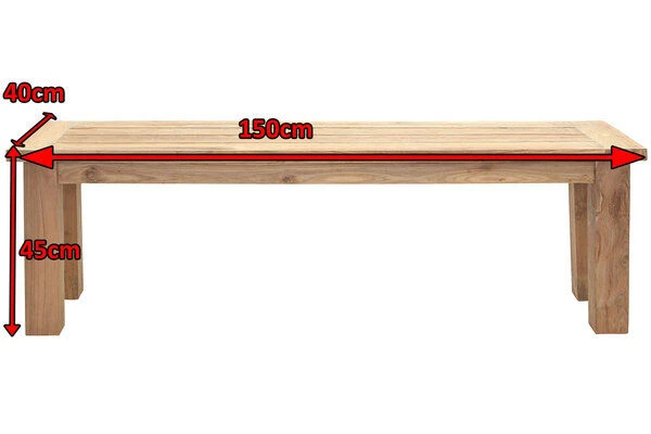 OUTFLEXX Sitzbank, Natur, Recyceltes SLVK-Teakholz, 150 X 40 X 45 Cm – Bild 5