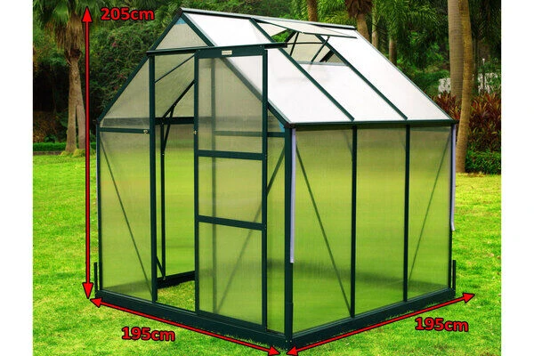 OUTFLEXX Gewächshaus, Grün, Alu/Polycarbonat, 4mm, Inkl. Fundament, Pulverb. 195 X 195 X 205 Cm – Bild 3