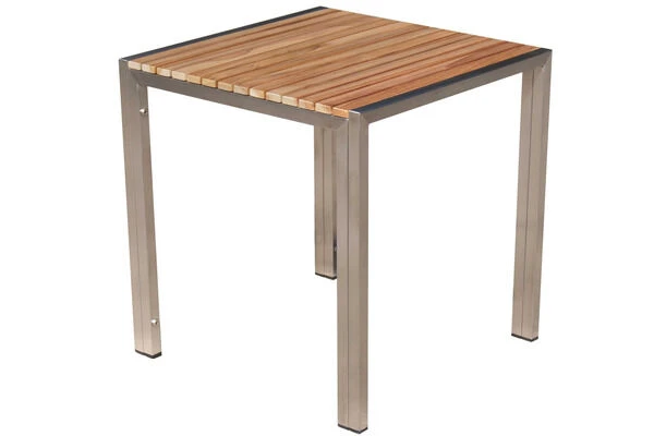 OUTFLEXX 2er-Set Sonnenliegen, Taupe, Edelstahl/Teak, 195,5x74x35cm, Mit Beistelltisch 45x45cm – Bild 7
