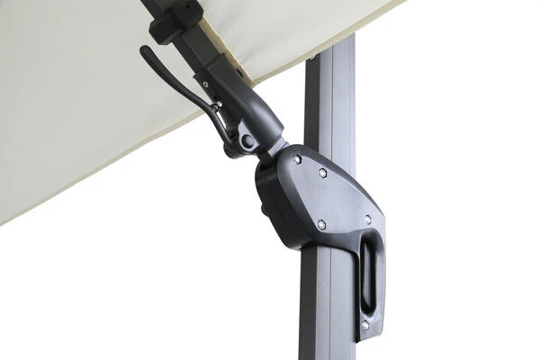 OUTFLEXX Ampelschirm, Creme, Pulverbesch. Aluminium, 300x300 Cm, Inkl. Plattenständer, Twist-Funktion – Bild 8