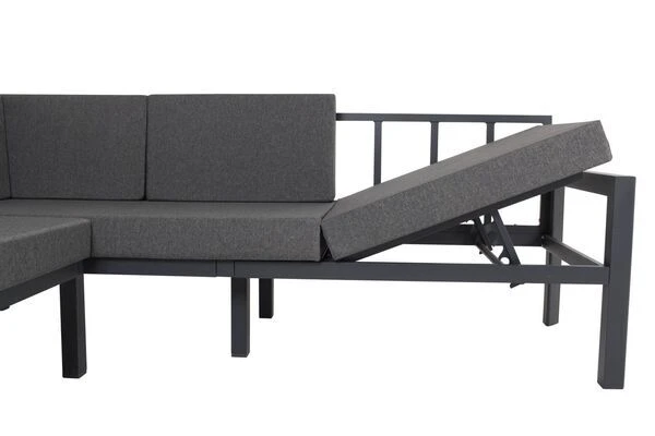 VILLANA Dining-Lounge, Schwarz/grau Meliert, Alu/Polyester, Inkl. Kissen – Bild 7