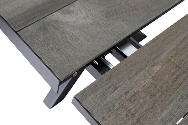 SIENA GARDEN Sincro Ausziehtisch, Anthrazit/natur-grau, Alu/Keramik, 205/265x103 Cm – Bild 7