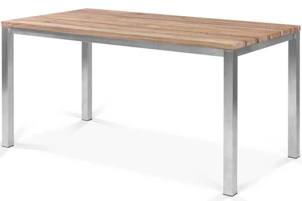OUTFLEXX Esstischgarnitur, Edelstahl / FSC-Teak, Tisch 150x80cm, 6 Multipositionssessel, Taupe – Bild 3
