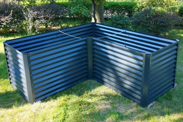 OUTFLEXX Eck-Hochbeet, Anthrazit, Zincalume, 210x210x90x84cm – Bild 3