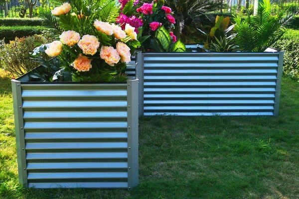 OUTFLEXX Eck-Hochbeet, Silber, Zincalume, 270x270x90x84cm – Bild 7