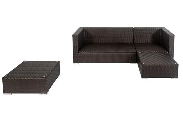 OUTFLEXX Loungemöbel-Set, Braun, Polyrattan, 5 Personen, Wasserfeste Kissenbox – Bild 3