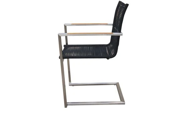 OUTFLEXX Freischwinger, Silber/schwarz, Edelstahl/Rope, FSC-Teakholz Armlehnen, 53 X 57 X 87 Cm – Bild 3