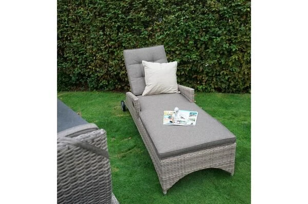 Ploß Rabida Comfort Rollliege, Champagner-meliert, Polyrattan, 198x68x44cm, Verstellbar, Hohe Sitzhöhe – Bild 3