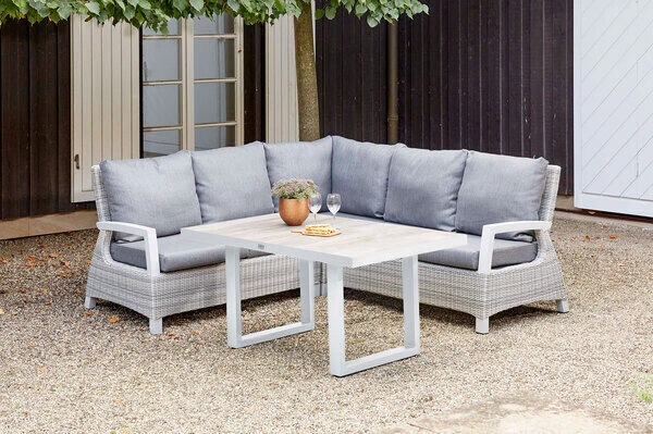 SIENA GARDEN Corido 2-Sitzer Sofa, Ice Grey, Alu / Gardino®-Geflecht, 136x83x88 Cm, Armlehne Links – Bild 3