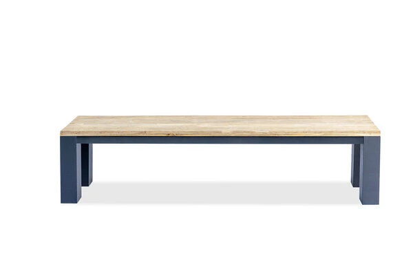 OUTFLEXX Oxford Bank, Dark Grey/natur, Alu/recycled FSC®-Teak, 190x40x45cm, Rustikal Gebürstet – Bild 3