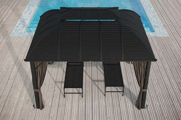OUTFLEXX Hardtop Pavillon, Braun, Alu, 300x365cm, Inkl. Seitenteile Und Insektennetz â Bild 3