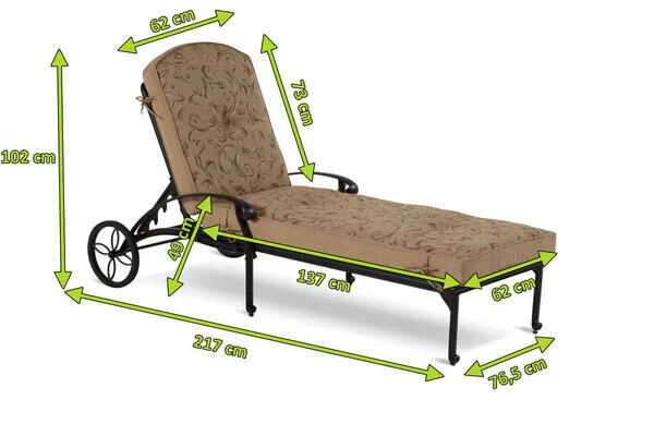 HARTMAN Amalfi Lounger, Bronze, Alu-Guss, 217 X 76,5 X 49 Cm, Mit Rollen, Verstellbare Rückenlehne – Bild 3