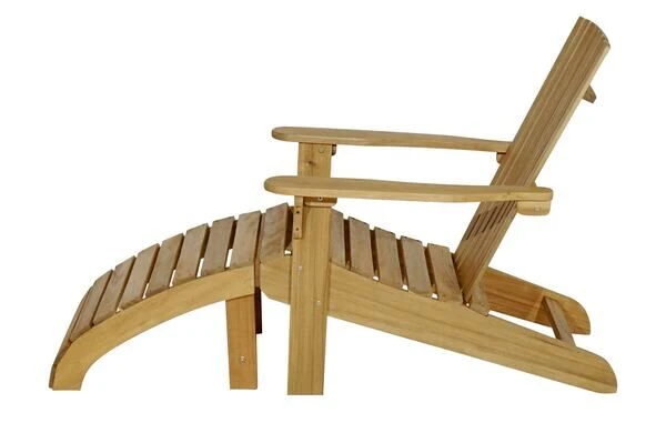 Ploß Adirondack Sessel, Teakoptik, FSC®-Akazienholz, 73x89x88 Cm, Mit Hocker 50x51x33,5 Cm – Bild 4