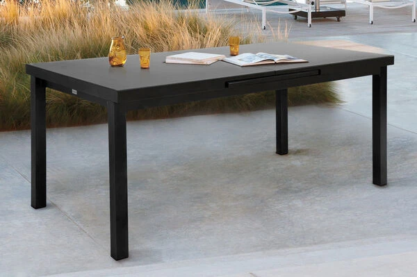 OUTFLEXX Premium Esstischgarnitur, Anthrazit/grau, Alu/Textilene, Ausziehtisch 180/240x100cm, 8 Multipositionssessel – Bild 3