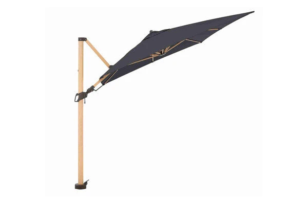 DOPPLER Alu Wood Pendelschirm, Anthrazit, Alu/Polyester, 300x220 Cm, Mit Kurbel, Holzoptik – Bild 3