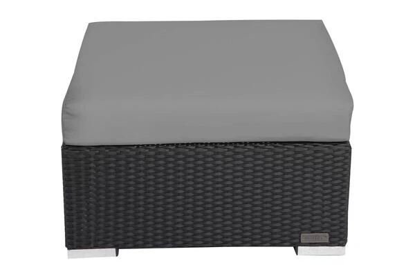 OUTFLEXX Beistelltisch/Hocker, Schwarz, Polyrattan, Inkl. Glasplatte Und Polster – Bild 3