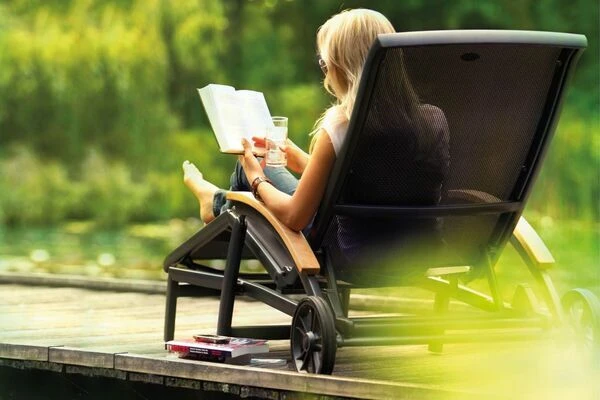 HARTMAN Da Vinci Gartenliege, Xerix/anthrazit, Alu/Textilene, 170 X 82 X 30 Cm, Mit FSC-Teak-Armlehnen – Bild 4