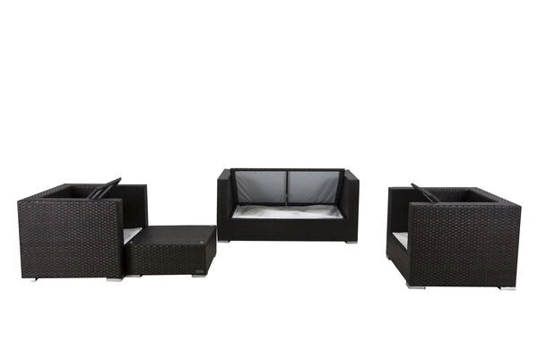 OUTFLEXX Loungemöbel-Set, 5 Personen, Braun, Polyrattan, Wasserfeste Kissenbox – Bild 4