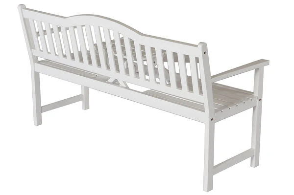 VILLANA Gartenbank, Weiß, Akazienholz, 152 X 59 X 86 Cm, 2-3 Personen, Klapptisch-Funktion – Bild 9