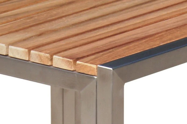 OUTFLEXX 2er-Set Sonnenliegen, Taupe, Edelstahl/Teak, 195,5x74x35cm, Mit Beistelltisch 45x45cm – Bild 8