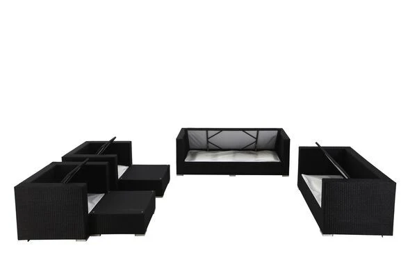 OUTFLEXX Loungemöbel-Set, Schwarz, Polyrattan, Für 9 Personen, Wasserfeste Kissenbox – Bild 4