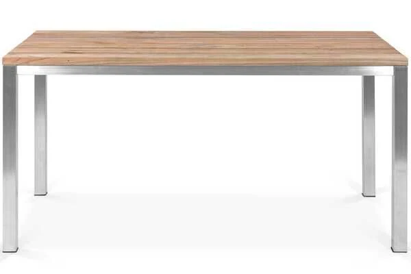 OUTFLEXX Esstischgarnitur, Edelstahl / FSC-Teak, Tisch 150x80cm, 6 Multipositionssessel, Taupe – Bild 4