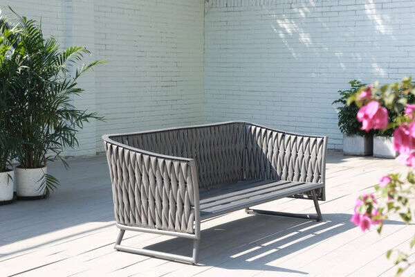 OUTFLEXX Oranger Blossom Lounge-Set, Anthrazit, Alu/XL Geflecht, 4-teilig, Inkl. Sitz- Und Rückenkissen, Tisch 120 X 70 X 42 Cm – Bild 4