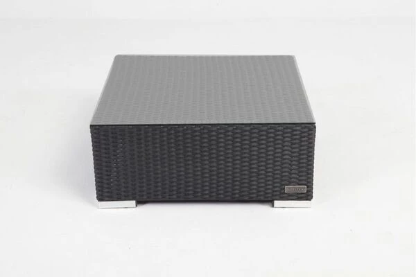 OUTFLEXX Beistelltisch/Hocker, Schwarz, Polyrattan, Inkl. Glasplatte Und Polster – Bild 4