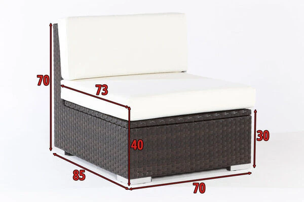 OUTFLEXX Mittelelement, Braun, Polyrattan, Inkl. Polster Und Kissen, Wasserfeste Kissenbox – Bild 4