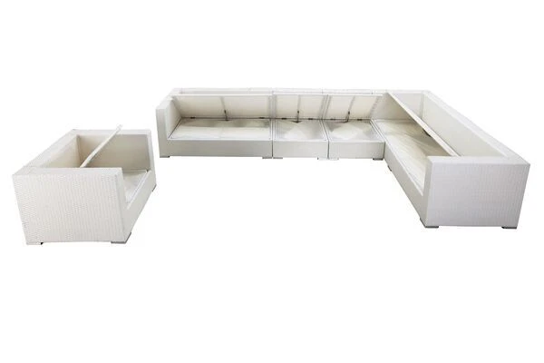 OUTFLEXX Loungemöbel-Set, Weiß, Polyrattan, Für 8 Personen, WasserfesteKissenbox – Bild 4