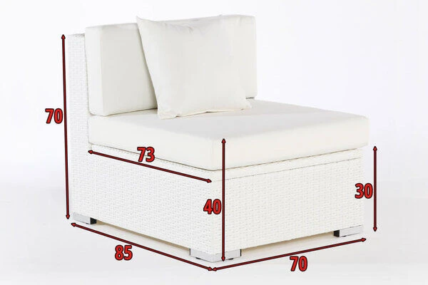OUTFLEXX Mittelelement, Weiß, Polyrattan, Inkl. Polster, Wasserfeste Kissenbox – Bild 4
