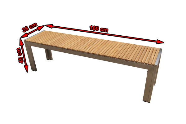 OUTFLEXX Bank Aus Edelstahl/FSC-Teakholz, 160x38x45cm – Bild 4