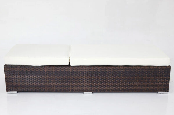 OUTFLEXX 2er-Set Sonnenliegen, Braun Marmoriert, Polyrattan, Je 200x70x45cm, Mit Beistelltisch – Bild 4