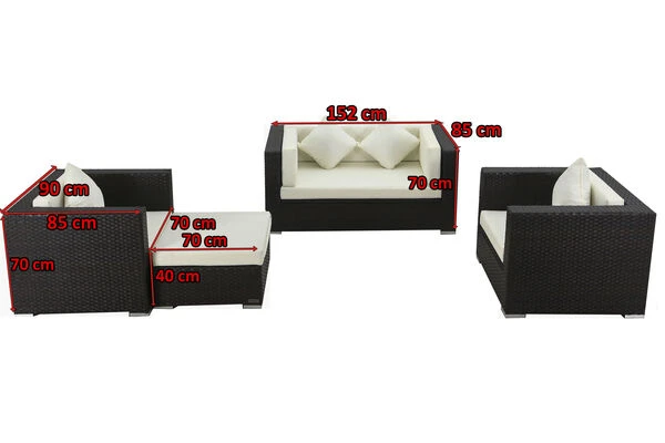 OUTFLEXX Loungemöbel-Set, 5 Personen, Braun, Polyrattan, Wasserfeste Kissenbox – Bild 5