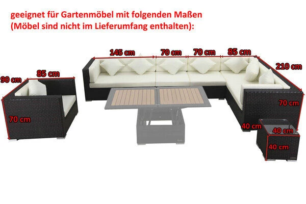 OUTFLEXX Premium Abdeckhauben Set Für Lounge TheBox-A/-D: 1301/ 1380/ 1745/ 16067, Schwarz, Wasserbeständig – Bild 5