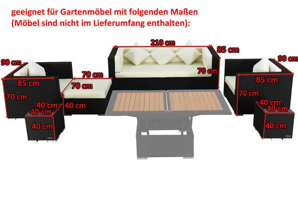 OUTFLEXX Premium Abdeckhauben Set Für Lounge TheBox-A/-D: 1302/ 1303/ 7174/ 16063, Schwarz, Wasserbeständig – Bild 5