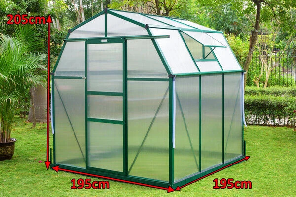 OUTFLEXX Gewächshaus, Grün, Alu/Polycarbonat, 6mm, Inkl. Fundament, Pulverb. 195 X 195 X 205 Cm – Bild 5