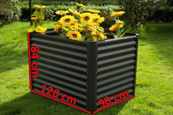 OUTFLEXX Hochbeet, Anthrazit, Zincalume, Pulverbeschichtet, 120 X 90 X 84 Cm, Durch Zubehör Erweiterbar – Bild 5