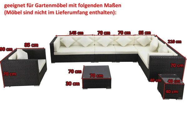 OUTFLEXX Premium Abdeckhauben Set Für Lounge TheBox-B: 1301/ 1380/ 1745/ 16067, Schwarz, Wasserbeständig – Bild 5