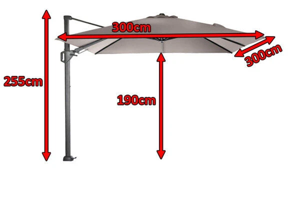 SIENA GARDEN Ampelschirm Sunset N+, Anthrazit / Taupe, Alu/Textil, Ca. 300x300 Cm – Bild 5